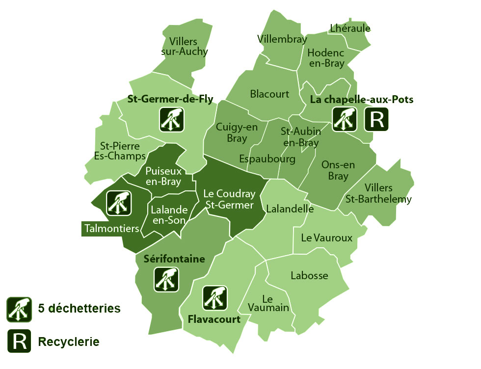 Carte des mini déchetteries